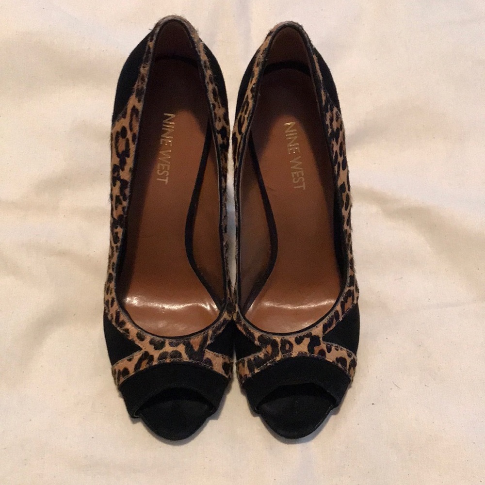Suede and Leopard Nine West Heels
